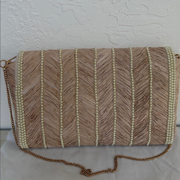Anthropologie Rafia- Pearl Embellished Clutch - Picture 4 of 8